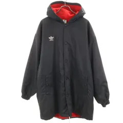 adidas アディダス 80s デサント製 ヴィンテージ トレフォイルロゴ ベンチコート L ブラック メンズ 古着