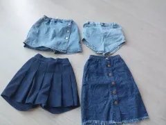 130サイズ 女の子 デニム ハーフパンツ＋デニムスカート＋キュロット 4点セット