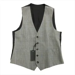 ラルディーニ LARDINI グレンチェック ベスト ジレ フォーマル パーティ ビジネス 46 グレー 青 ブルー ネイビー メンズ◆７