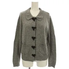 ザラ ZARA リボンボタンニット カーディガン 襟付きニット ビジュー M グレー 2142107802 /☆G