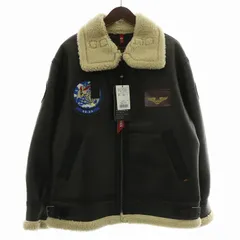 アルファ ALPHA INDUSTRIES B-3 B3 パッチド フェイクムートン フライト ジャケット アウター 裏ボア ジップアップ 刺繍 ワッペン L 茶色 ブラウン TA1689-275 /XZ ■GY12