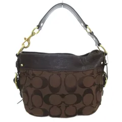 コーチ COACH ハンドバッグ ワンショルダー キャンバス レザー シグネチャー ロゴ 茶 ブラウン /AE ■GY18