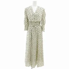 スナイデル SNIDEL 21AW ビッグカラークラシカルワンピース 七分袖 ロング ウエストリボン Vネック 総柄 0 白 ホワイト SWFO214065 /GV