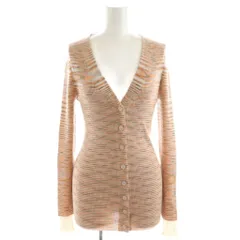 ミッソーニ MISSONI ニットカーディガン 総柄 44 ウール オレンジ 茶 ブラウン 紫 パープル KDMDCW0700 /AN53