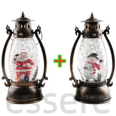 クリスマス 飾り 置き物 サンタクロース 雪だるま 2個セット 水晶玉 ハンドランプ クリスマスオブジェ 北欧 室内 おしゃれ インテリア 雑貨