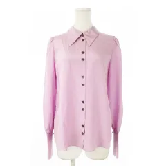 ケイトスペード KATE SPADE シルク ポイントカラー ブラウス シャツ 長袖 ロングカフス サテン 小さいサイズ XS 紫 パープル ラベンダー /CK11 ■GY40