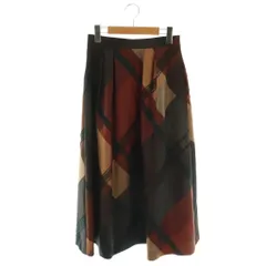 マッキントッシュ ロンドン MACKINTOSH LONDON メガチェック ジャガードスカート フレア マキシ ロング 36 茶 ブラウン 黒 ブラック /AT ■OS