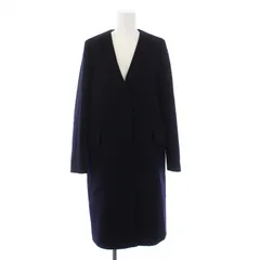 ユナイテッドアローズ UNITED ARROWS ノーカラーコート アウター ロング 比翼ボタン ウール 36 S 黒 ブラック /KH