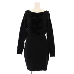 ハーリップトゥ Her lip to 24AW Simone Knit Mini Dress ワンピース ひざ丈 長袖 リボン S ブラック 1244205168 /BM