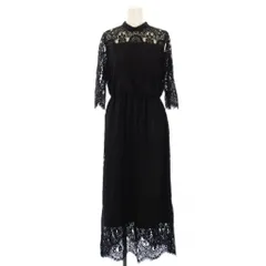 ストロベリーフィールズ STRAWBERRY-FIELDS grace ワンピース 総レース 七分袖 ロング 黒 91-11102DV /TK ▲H