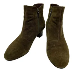 【美品】リーガル (23) サイドゴアブーツ ショートブーツ サイドジップ チャンキーヒール スウェード 本革 レザー 希少デザイン