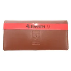 フェラーリ Ferrari 長財布 ウォレット 二つ折り ロゴ レザー 茶