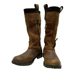 【極美品】ティンバーランド (24) ロングブーツ ハーフジップ サイドジップ ビブラムソール 切り返し 本革 レザー 希少デザイン