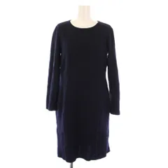 フォクシー ブティック FOXEY BOUTIQUE ニット ワンピース 長袖 ひざ丈 クルーネック ウール 40 ネイビー /BMのサムネイル