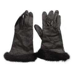 ランバン LANVIN 手袋 グローブ ファー レザー ブラック /YO14のサムネイル