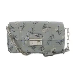 プラダ レザー 花柄 ショルダーバッグ ロゴ グレー