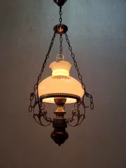 ヴィンテージ花柄ペンダントライト ガラス アンティーク