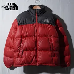 ノースフェイス THE NORTH FACE ヌプシ ダウンジャケット 700フィル L 相当 表記 M レッド ブラック ロゴ刺繍 テック系 オーバーサイズ ストリート 古着 Y004