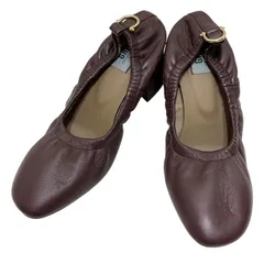 【極美品】ルタロングリーズ (23) パンプス チャンキーヒール ギャザー ラウンドトゥ 飾り 希少デザイン