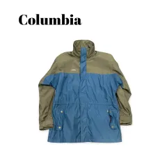 (105)Columbia ブルー/カーキ ウィンドブレーカー ジャケット