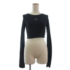 アディダス バイ ステラマッカートニー adidas by Stella McCartney クロップトップ カットソー 長袖 ロゴ プリント HB6074 黒 ブラック L