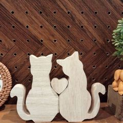 ミニ 猫 花柄 シルエット ガーデン雑貨モルタルセメント製オブジェ 