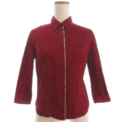 バーバリーブルーレーベル BURBERRY BLUE LABEL シャツ ブラウス チェック 七分袖 コットン ダークレッド 38 ■ECT