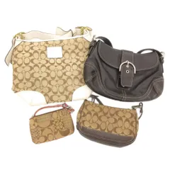 コーチ COACH 4点セット ハンドバッグ ショルダー ポーチ シグネチャー 茶 ブラウン 黒 ブラック ベージュ /AE