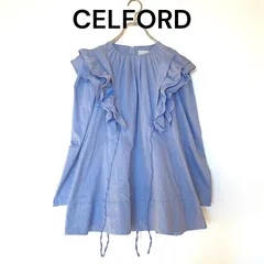 美品 CELFORD セルフォード マルチウェイ チュニック ブラウス フリル ブルー