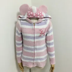 東京ディズニーリゾート フード付きボアパーカー ミニーマウス  M ピンク系　ボーダー柄