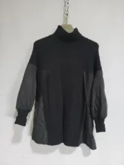 ブラック バイカラー タートルネック ニット (Free!)