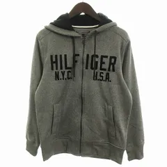 トミーヒルフィガー TOMMY HILFIGER パーカー ジャケット 長袖 ジップアップ フード 裏起毛 ロゴ グレー S