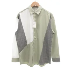 タケオキクチ TAKEO KIKUCHI tk. タグ付き グレンチェック切替シャツ 長袖 千鳥格子柄 L 緑 グリーン 白 ホワイト C01-84161 /GV