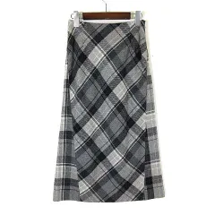 マックレガー マクレガー McGREGOR スカート ナロー ロングスカート チェック ウール S グレー 黒 ブラック