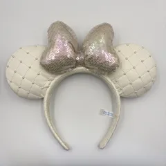 ディズニー カチューシャ 白 ホワイト リボン キルティング