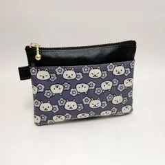 ねこいぬ柄　黒ポケ：ミニ　ミニポーチ　カード入れ / 小物入れ