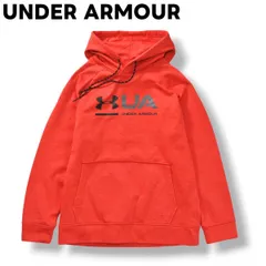 【美品】 アンダーアーマー UNDER ARMOUR コールドギア COLDGEAR ロゴ プリント パーカー スウェット トレーナー フーディー 裏起毛 フリース ラグランスリーブ SM レッド メンズ