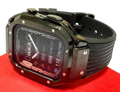 ブラック　４５mm　４４mm　SE 1/2/3 　series4/5/6/7/8　Apple Watch ラバーアップルウォッチバンド カバーメタリックケースキラキラ ベルト カスタム スタンダードバックル