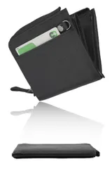 [LS LASIEM] 【驚く薄さ】 財布 ミニ財布 メンズ 薄い財布 二つ折り財布 時短 コンパクト 小さい 本革 レザー 薄型 薄い カードケース 小銭入れ 2つ折り 革 折りたたみ ミニウォレット カーボンレザーブラック×ブラック