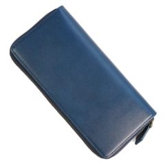 PRAREプレリー新品メンズコードバンラウンドジップ長財布 馬革 青