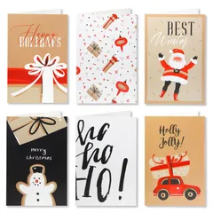 特価商品　クリスマスカード Yoayao クリスマス グリーティングカード 6枚 展開できる クリスマス メッセージカード おしゃれ お祝いカード 封筒付き ステッカー付き