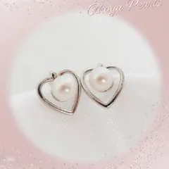 【金属アレルギー対応】 華奢パールピアス オープンハート