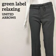 グリーンレーベルリラクシング green label relaxing ウエストベルト付きストライプスラックス マニッシュ