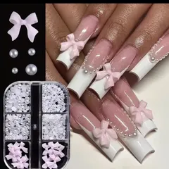 新品未使用 ネイルパーツ デコパーツ まとめ売り ピンク パール リボン ガーリー キラキラ