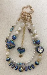 ハートペンダント ネイビー 携帯ストラップ