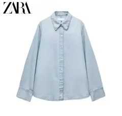 ザラ ライトブルー デニム シャツ ルーズフィット ベーシック シャツ S