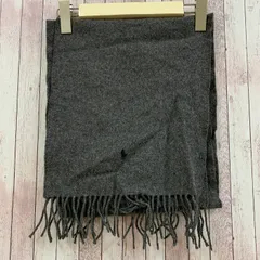 ポロ ラルフローレン POLO RALPH LAUREN スコットランド製 マフラー ラムズウール 羊毛 フリンジ 刺繍 グレー