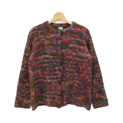 ベネトン カーディガン 長袖 ブランド トップス イタリア製 レディース Mサイズ レッド×オレンジ×ブルー BENETTON 【中古】