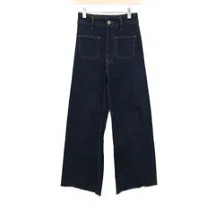 ザラ ワイドデニムパンツ ジーンズ ジーパン ストレッチ ボトムス レディース USA 0サイズ インディゴ ZARA 【中古】