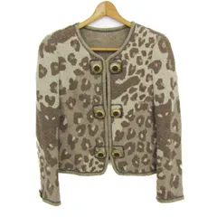 伊太利屋 カーディガン 長袖 ウール/アンゴラ混 レオパード柄 ブランド トップス レディース 9サイズ ベージュ ITALIYA 【中古】